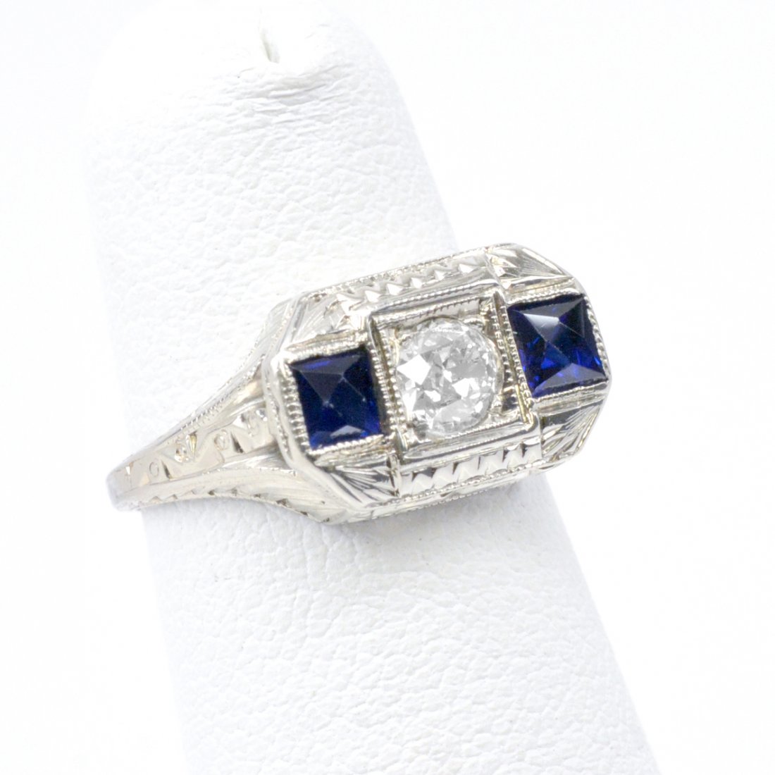 Art Deco Diamond & Sapphire Ring (1 of 1)