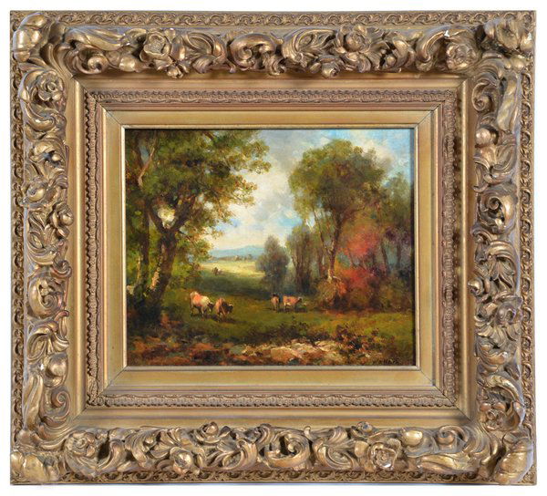 William Hart (1823-1994) painting, landscape with cows (1 of 3)