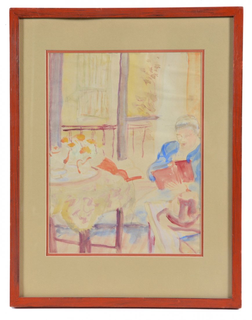 E. E. Cummings, watercolor, signed verso (1 of 2)