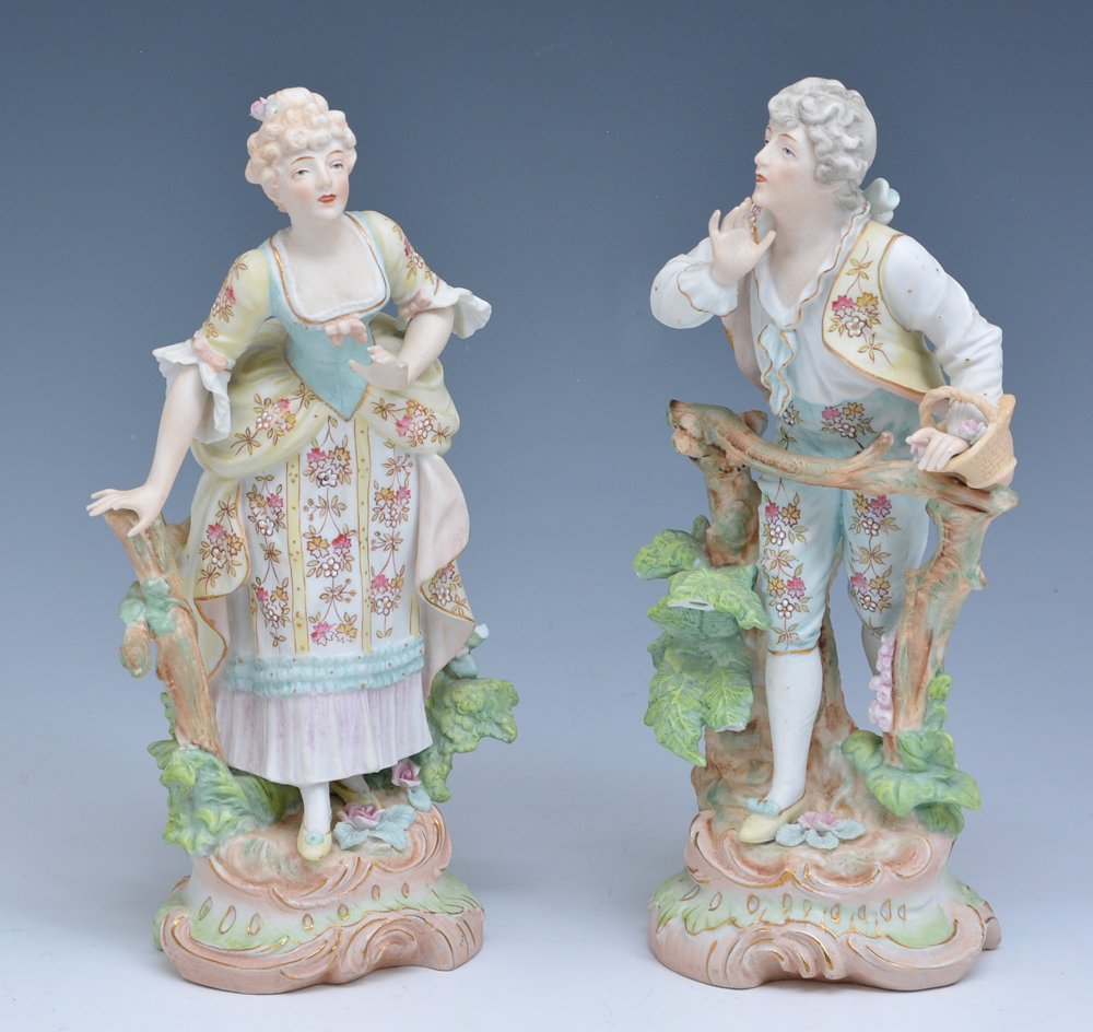 Pair of Bisque Figures, Blue Crossed Arrow Mark Mar 12, 2016 San