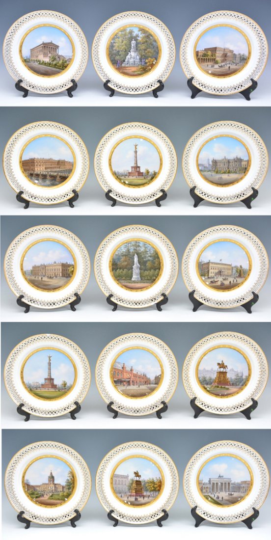 15 KPM Reticulated and Hand Painted Cabinet Plates (1 of 10)