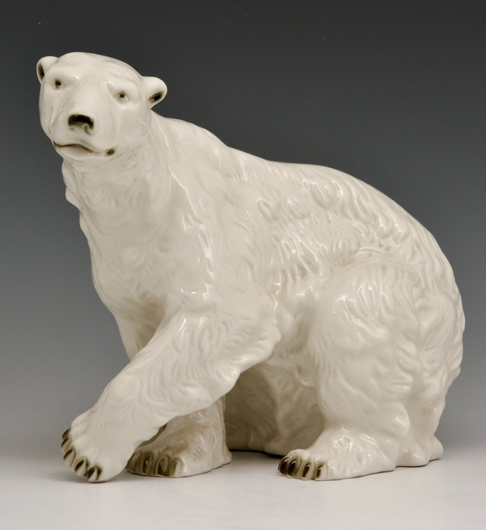 Large Royal Dux Porcelain Polar Bear, 12"w x 10.5"t: Large Royal Dux Porcelain Polar Bear, 12"w x 10.5"t, very good condition