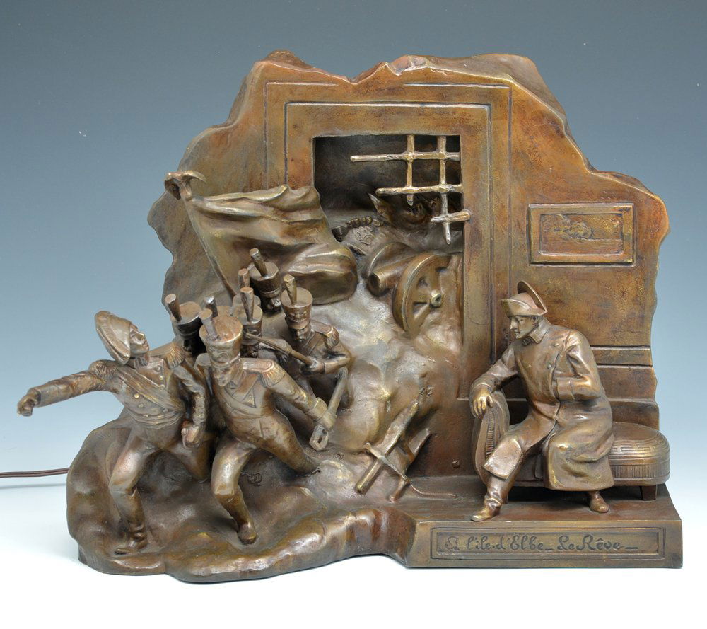 Napoleonic figural lamp, L. Salesio, 19.5" wide (1 of 4)