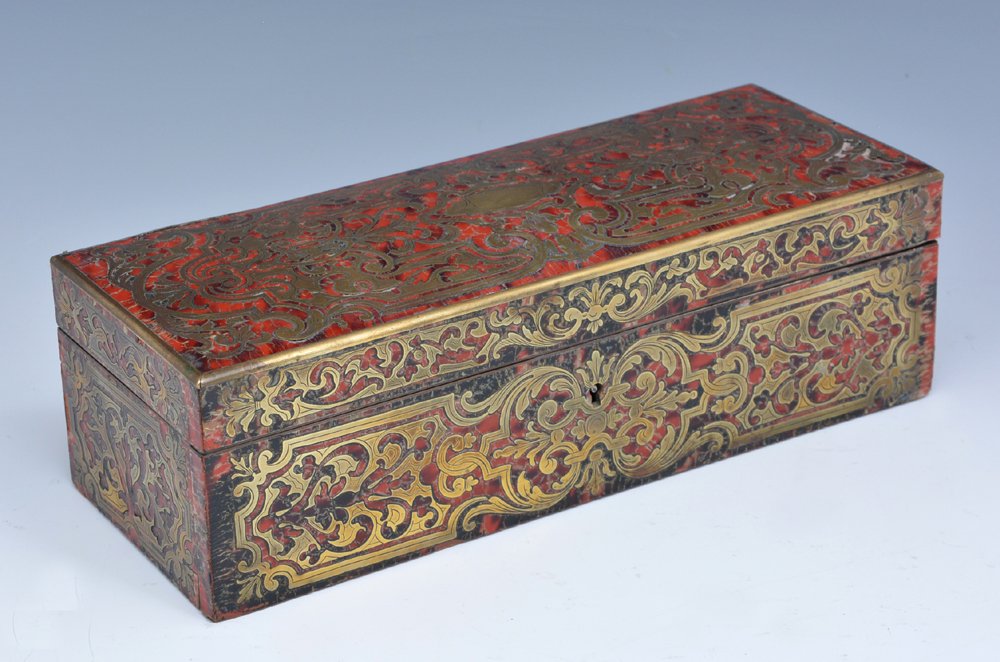 French Boulle inlaid glove box, 10.5" wide (1 of 2)