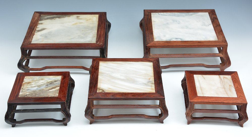 5 Chinese rosewood and marble stands (1 of 1)