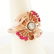 267: Art Deco Diamond Ruby Rose Gold Ring