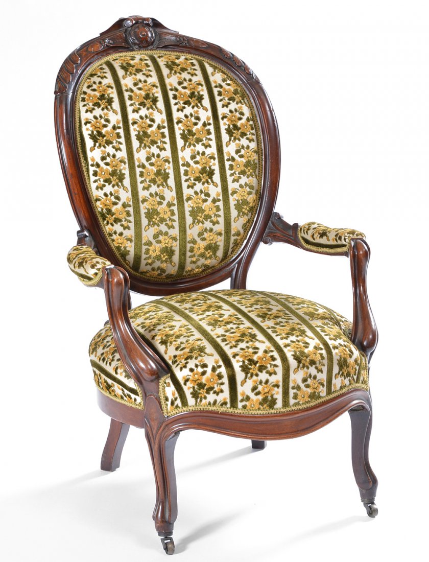 Fancy Victorian walnut armchair, 19th c (1 of 1)