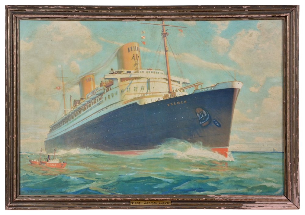 Print of the S.S. Bremen (1928), early 20th c (1 of 2)