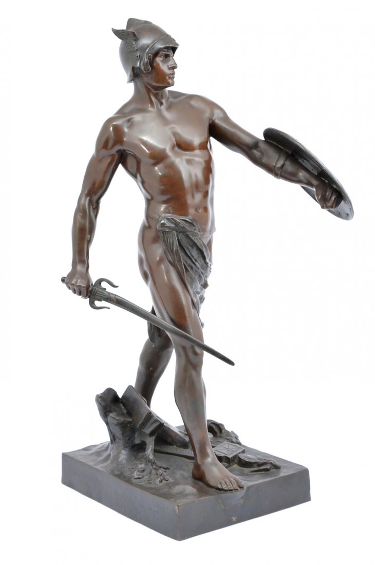 E. Picault bronze, "Pro Jure", Gallic warrior, 25" t (1 of 7)