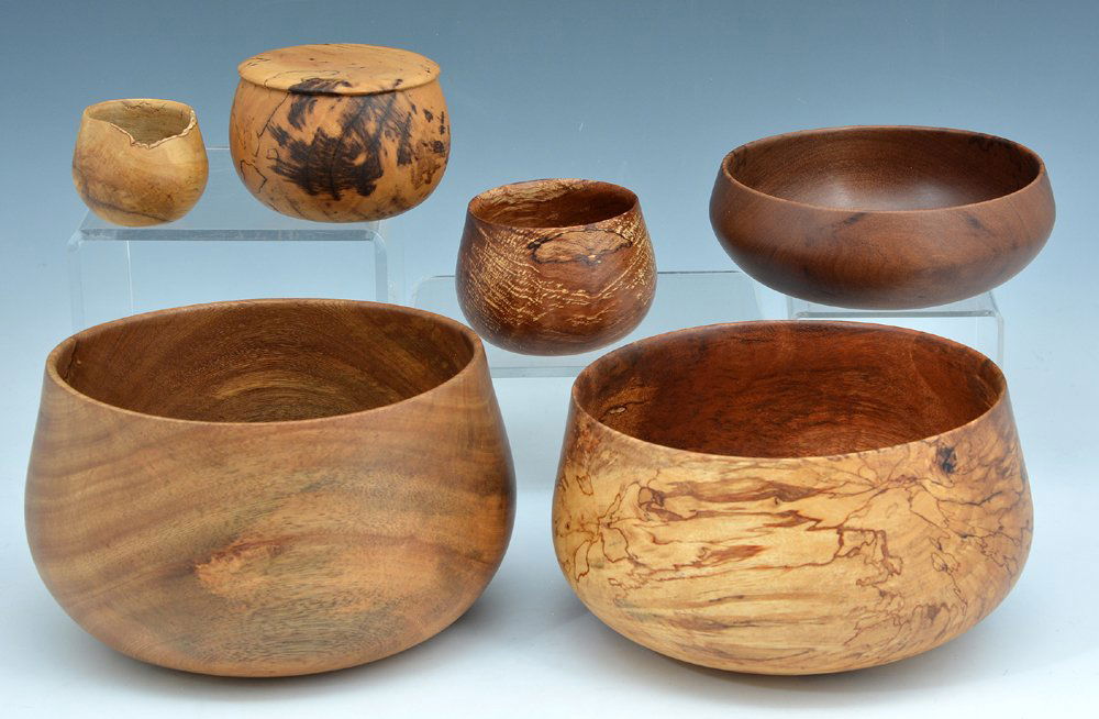 6 Bowls carved from flower and fruit woods by Dan DeLuz (1 of 1)