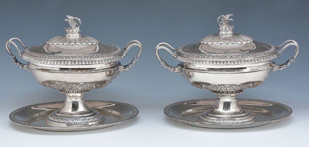 J Kurz & Co silver compotes with swan finials (1 of 5)