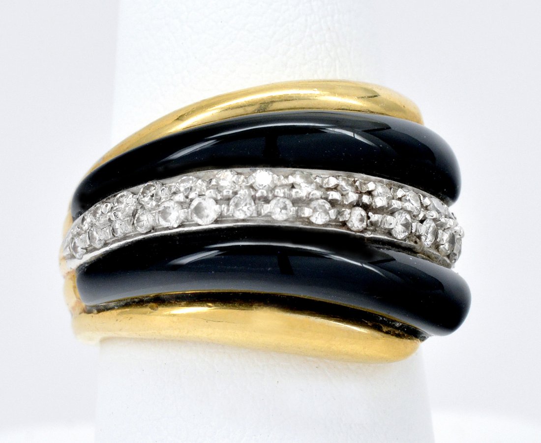 18k Gold Black Onyx & Diamond Ring (1 of 1)