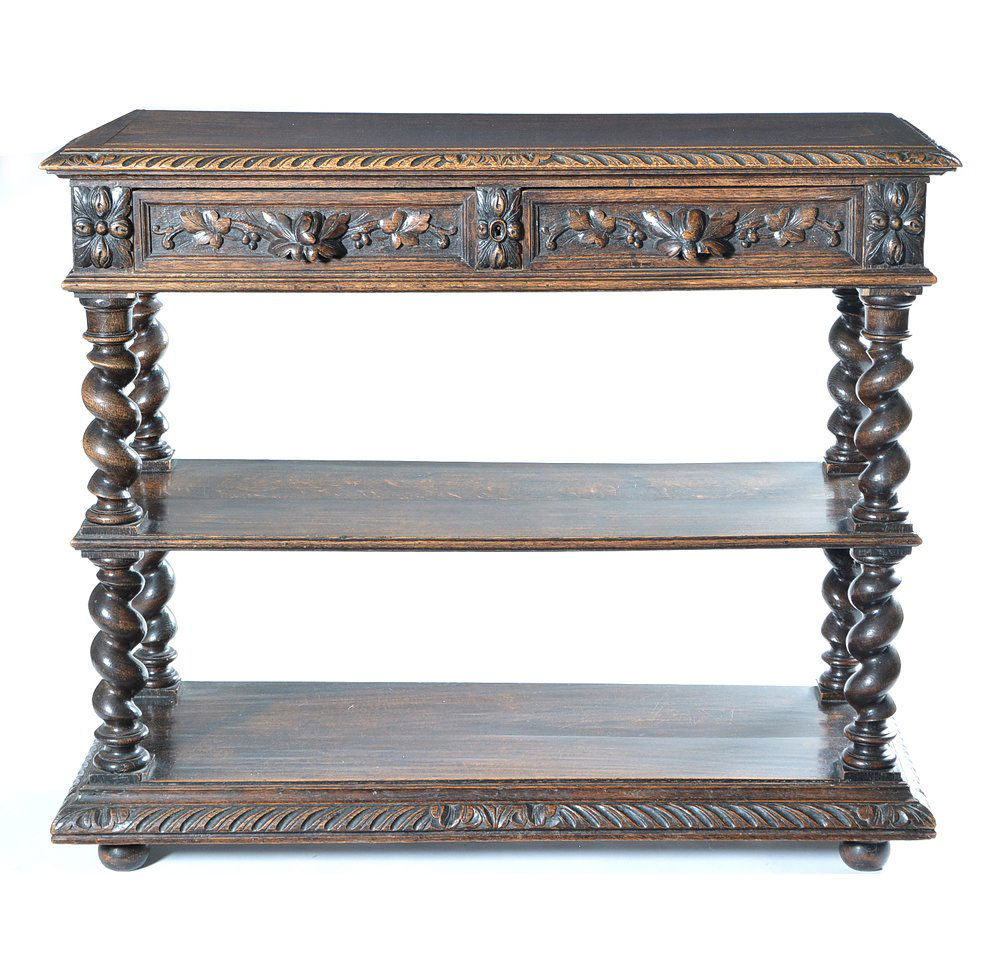 English oak three tier server, 19th c (1 of 2)