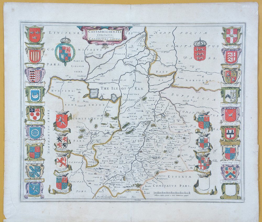 Willem Blaeu map of Cambridge, 1645 (1 of 3)