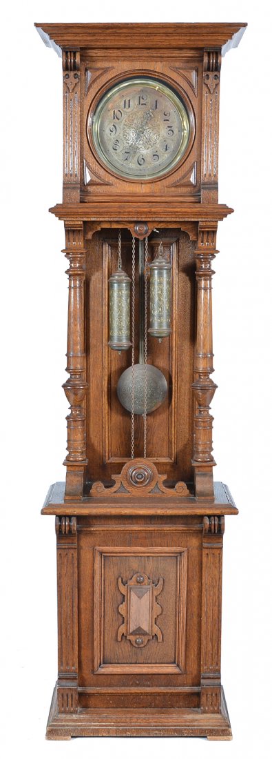 German Oak Tall Case Pendulum Clock (1 of 2)