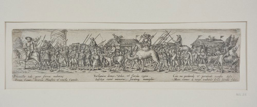 Jan de Bray etching, Marching Soldiers, after H.S. (1 of 2)