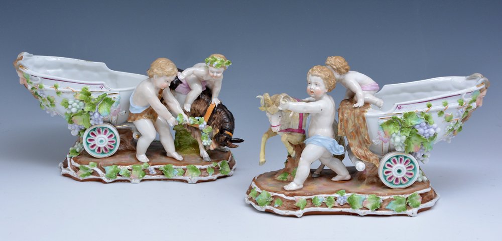 Pair KPM porcelain figurines, 19th c., marked (1 of 5)