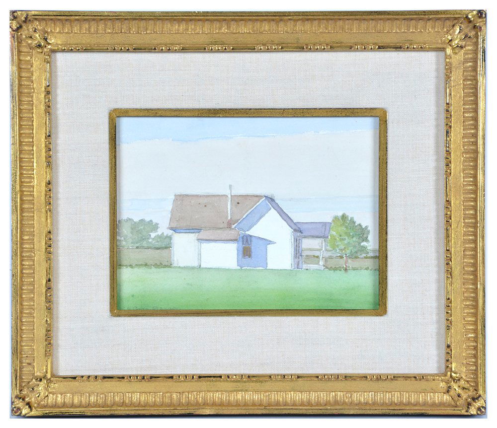 LeConte Stewart (1891-1990), White House , watercolor,: LeConte Stewart (1891-1990), White House, watercolor on paper, signed lower left, appx. 7" x 9 1/2" viewed. frame, 14" x 16 1/2". Very good condition.