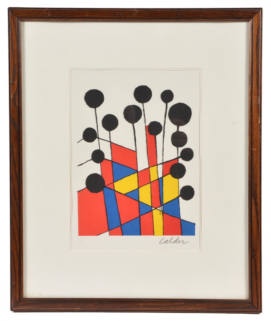 Alexander Calder lithograph, Black Balloons, signed (1 of 3)