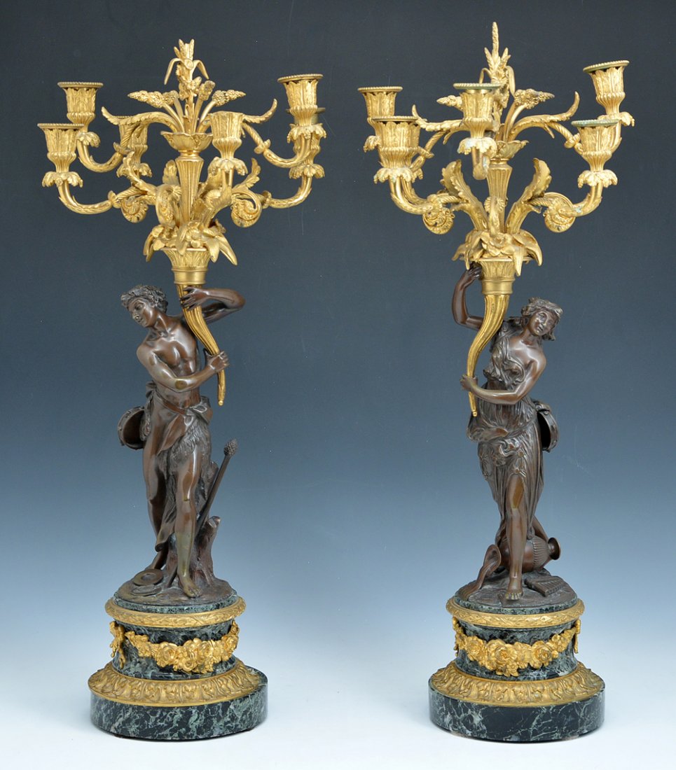 Pair of elaborate French bronze candelabra (1 of 4)