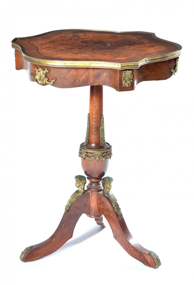 French shield top side table with ormolu mounts (1 of 4)