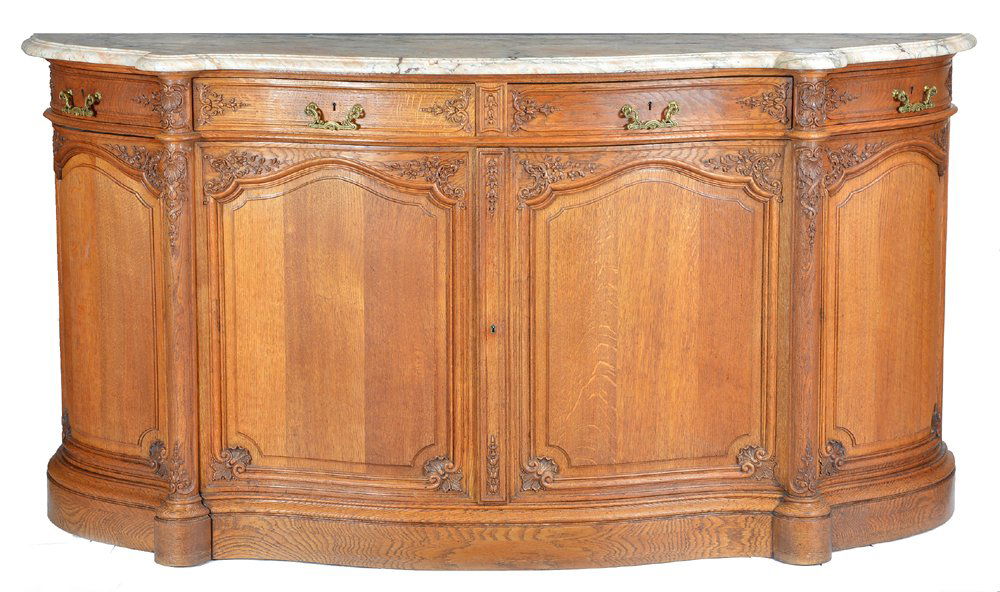 French oak serpentine sideboard with marble top (1 of 3)