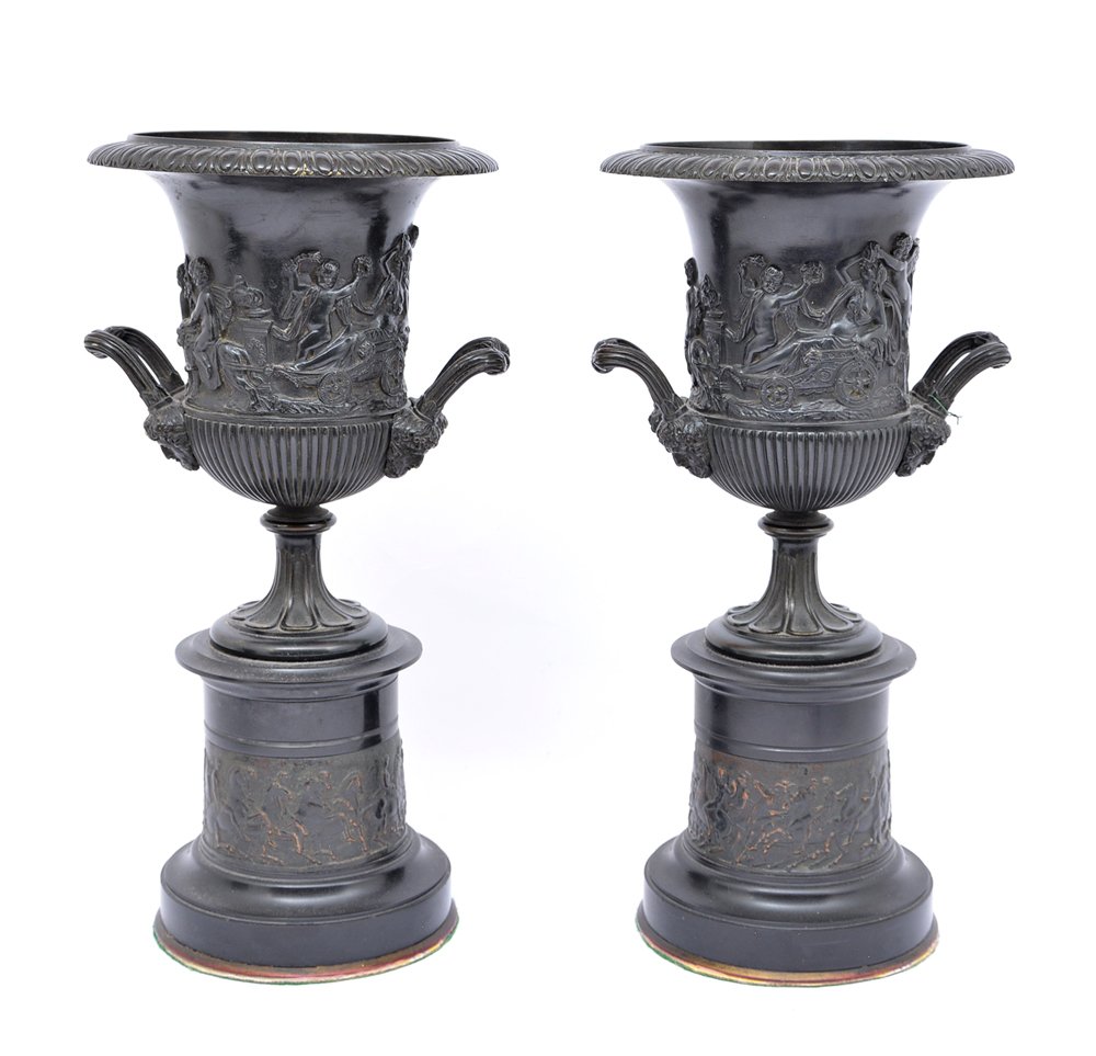 Pair Of French Bronze Urns On Stands (1 of 6)