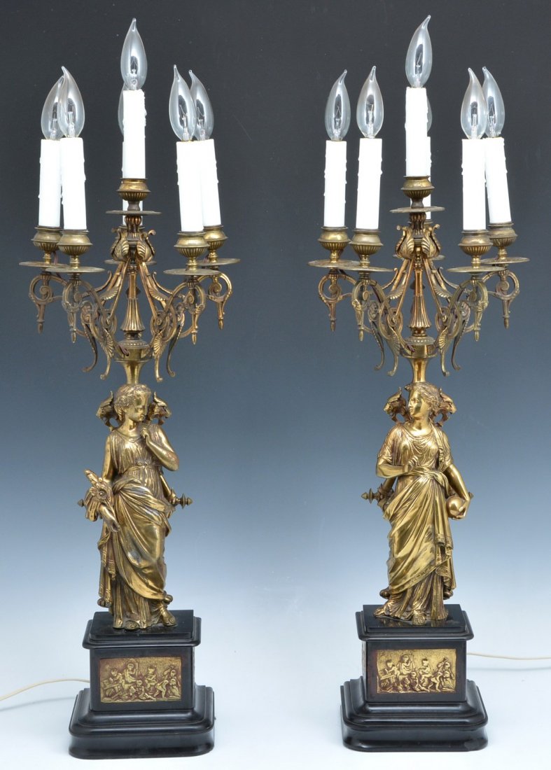 Pair Neoclassical 6 Light Candelabrum, electrified (1 of 3)