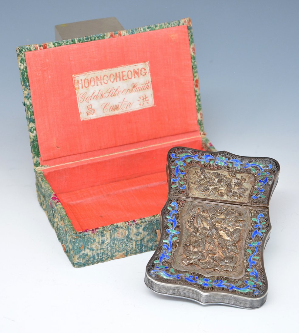 Chinese Silver filigree and enamel card case (1 of 6)