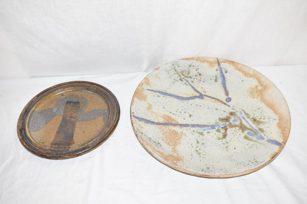 Bunny Mc Bride Pottery Charger and Plate: Well known Iowa City artist. The charger is signed and 16". Local pick up or shipping outsourced.