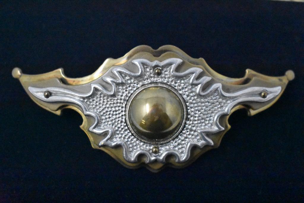 Ceasar Ugarte Harley Davidson Brass Belt Buckle: Buckle is signed “ Cesar of Gstaad”. 5 1/2” long.