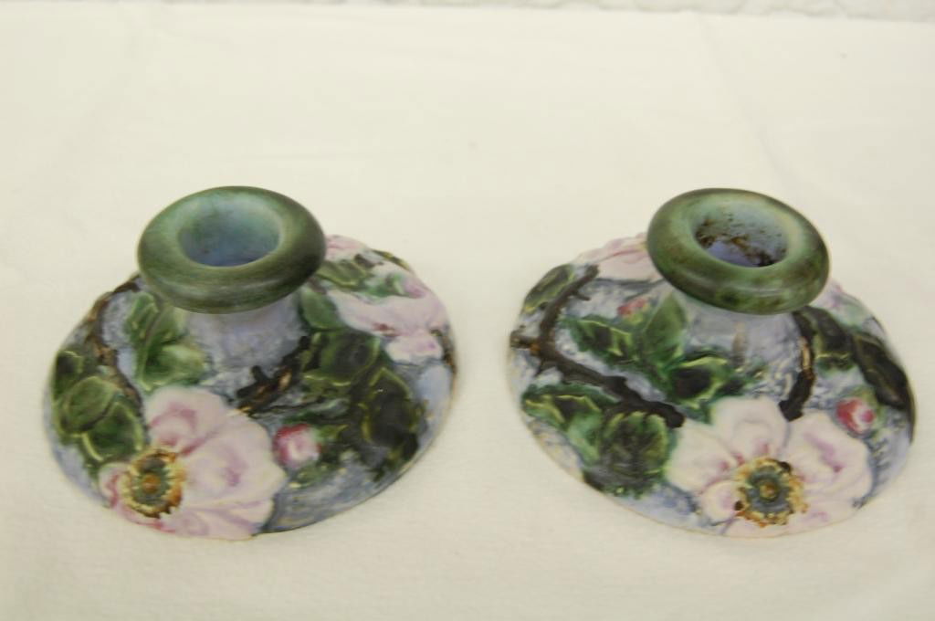 WELLER SILVERTONE CANDLEHOLERS: 3 INCHES. GOOD CONDTION