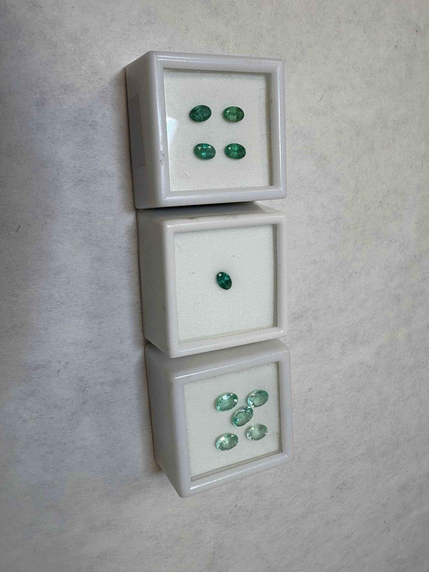 Colombian Emerald .75Ct 7x5mm Oval Cut and 5 Zambian Emerald .25Ct:  