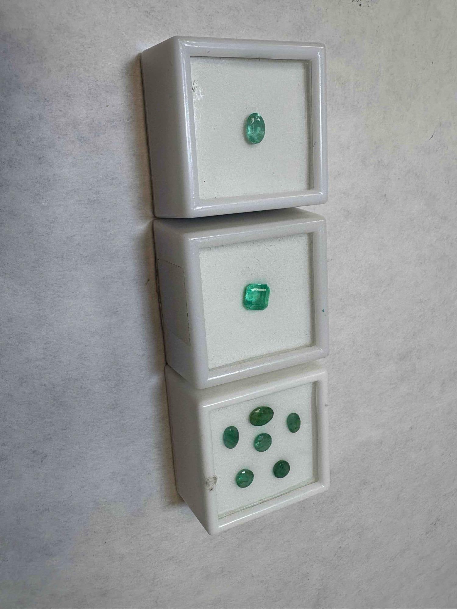Loose Colombian Emeralds, .5Ct 7x5mm Oval Cut, 1.5Ct Square Cut, & 6 .5Ct 7x5mm Oval Cut:  