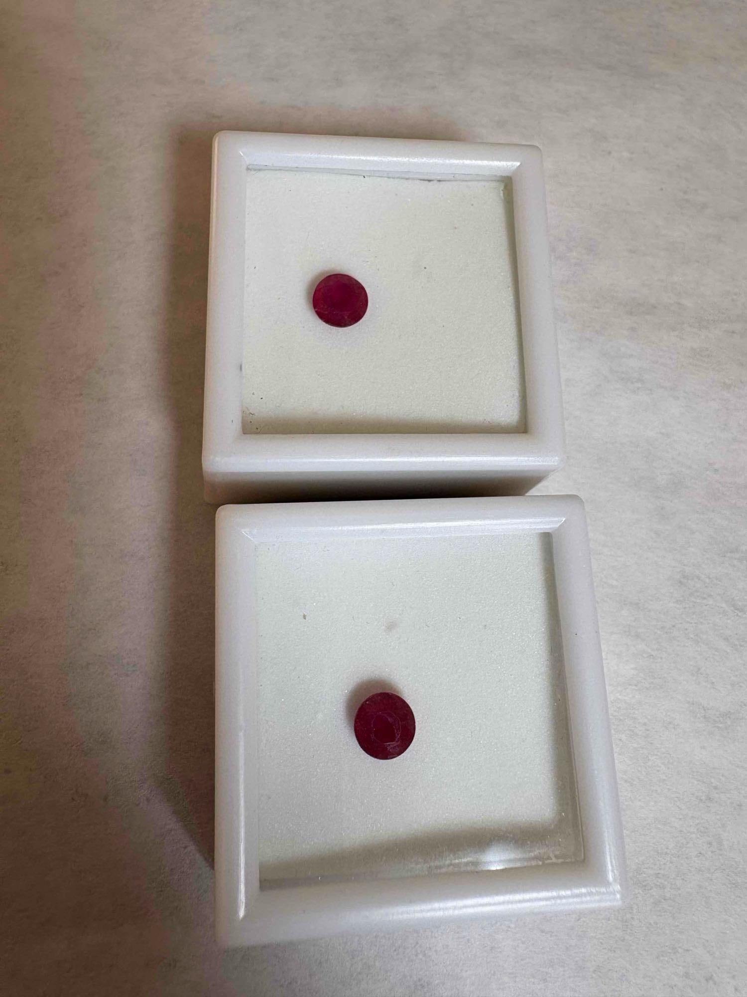 Set of Loose Fissure Filled Ruby Both 1.25CT 6mm Round Cut:  