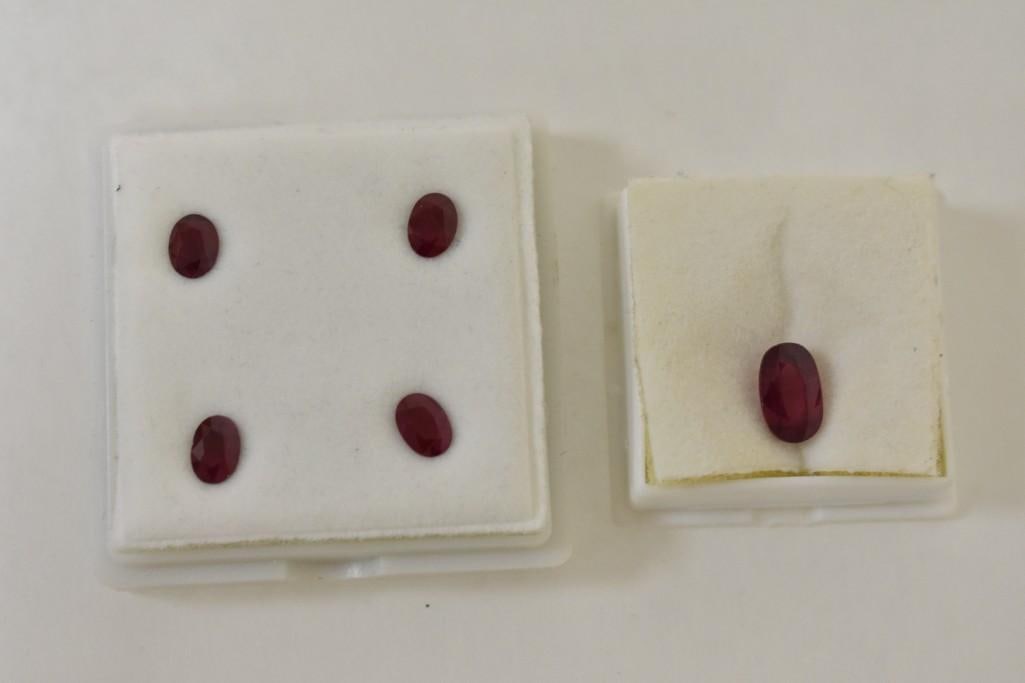 3.62CT Ruby 5x6mm Oval Cut & Set of 4 .9CT Ruby Oval Cut (1 of 3)