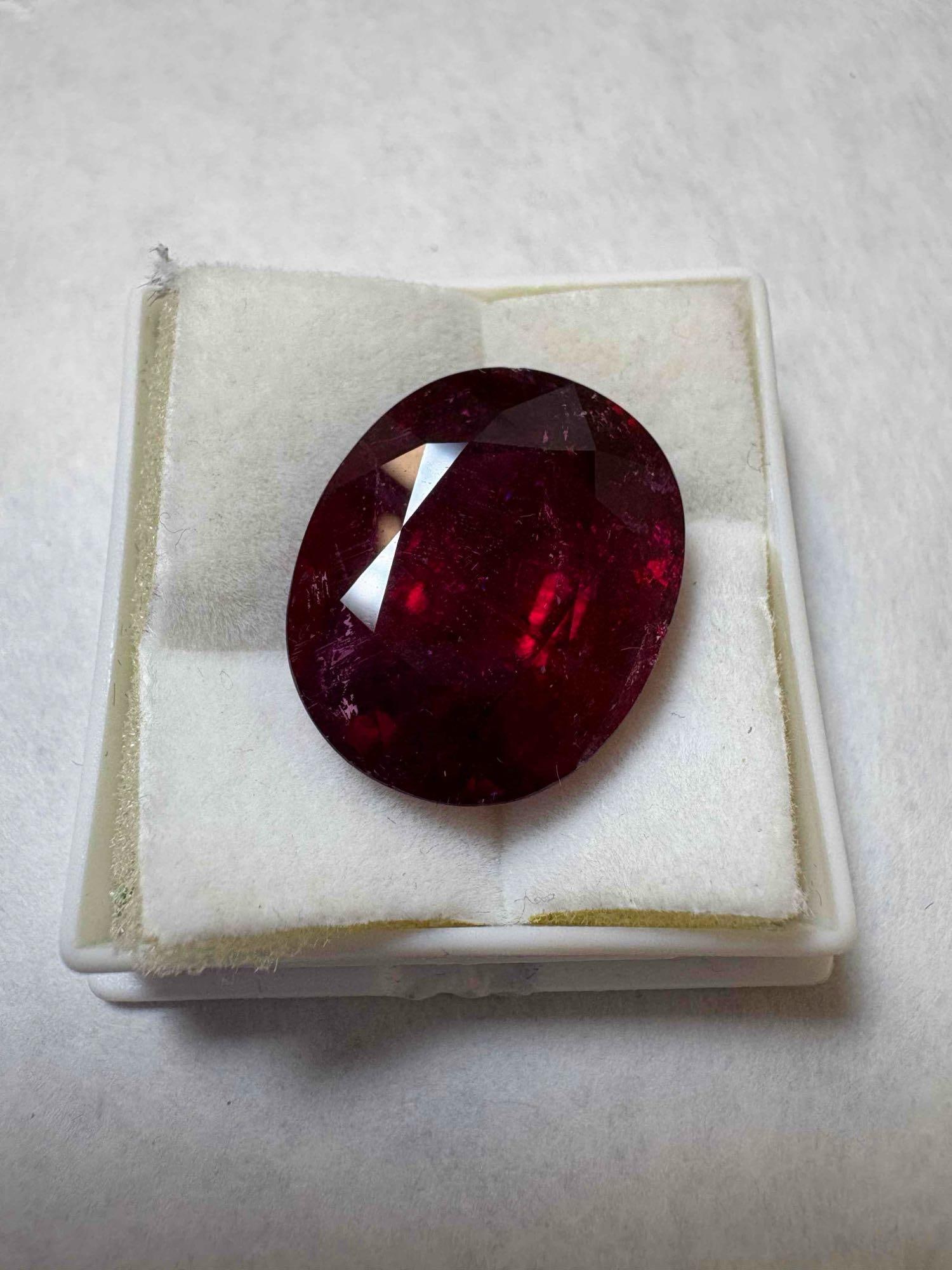 24.03CT 20x15mm Rubellite Oval Cut:  