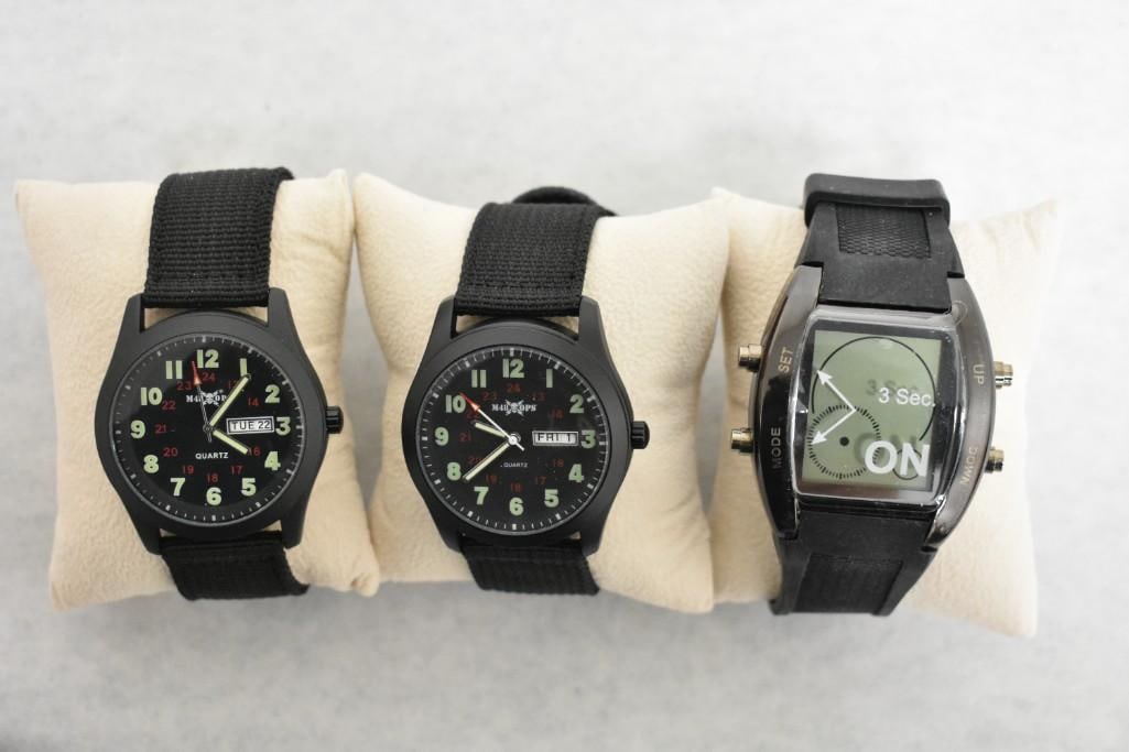 Lot of 3 Wrist Watches- 2 M48 OPS & 1 Atlas for Men: Lot of 3 Wrist Watches- 2 M48 OPS & 1 Atlas for Men