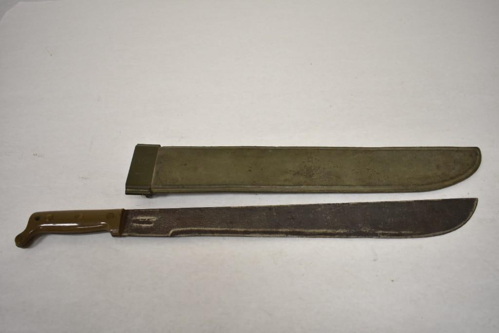 WW2 True Temper U.S. Machete 1945 with Scabbard: WW2 True Temper U.S. Machete 1945 with Scabbard