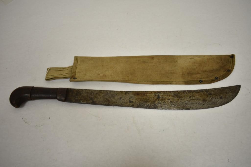 WW1 U.S. Collins 1005 Engineer Bolo Machete w Scabbard: WW1 U.S. Collins 1005 Engineer Bolo Machete w Scabbard