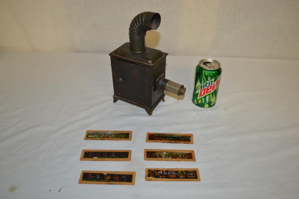 Childs Magic Lantern w/6 Glass Color Slides (1 of 8)
