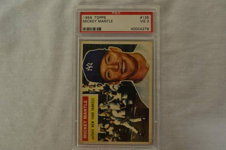 Baseball Card PSA Grded 1956 Topps Mickey Mantle: 1956 Topps Mickey Mantle #135 VG 3 40004278