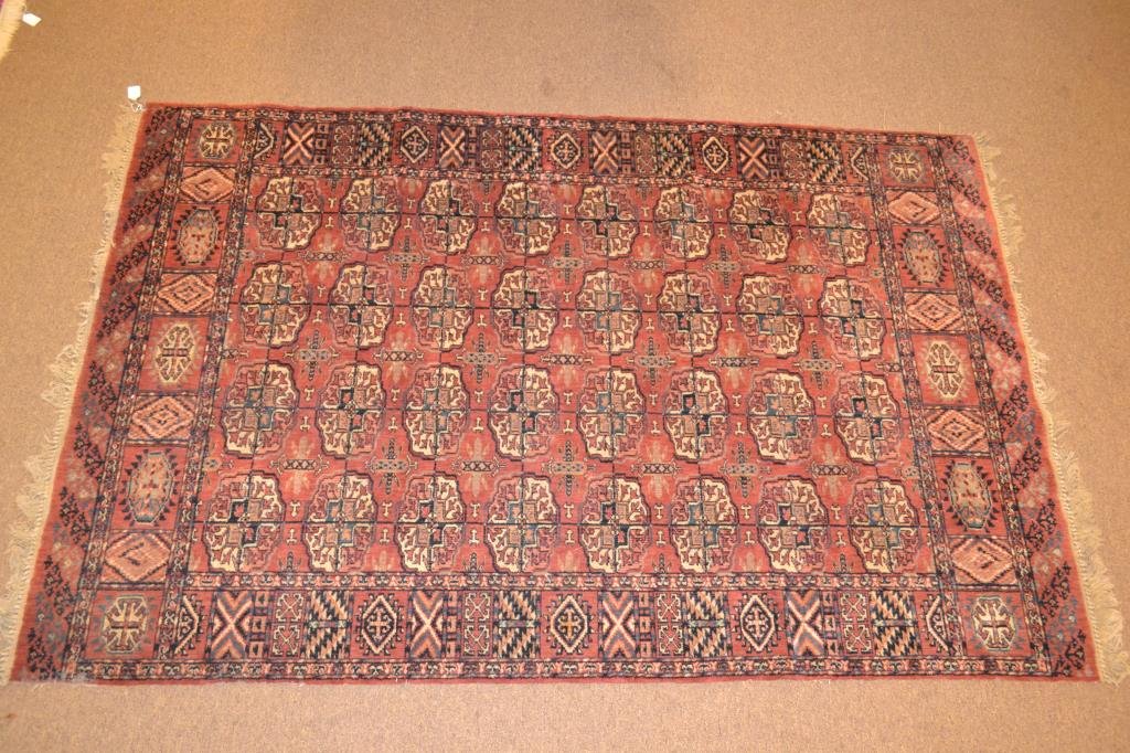 Woven Rug 81" x 52.5": 81" x 52.5". Some loss to fringe. Shipping will be outsourced.