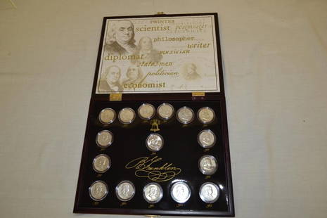 Coins. 16 Ben Franklin Silver Half Dollar Display: 16 silver Ben Franklin half dollars 1948-1963