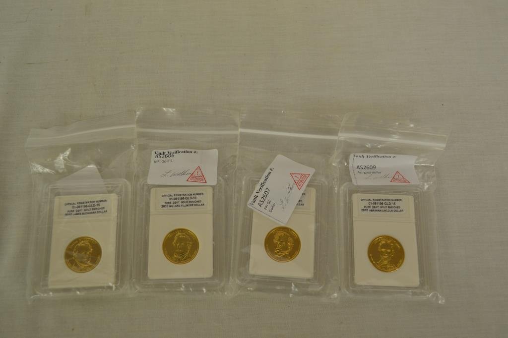 Coins. 4 Presidential Dollar Coins Gold Enriched: Coins. 6 Books of Lincoln Cents 1941 and Newer