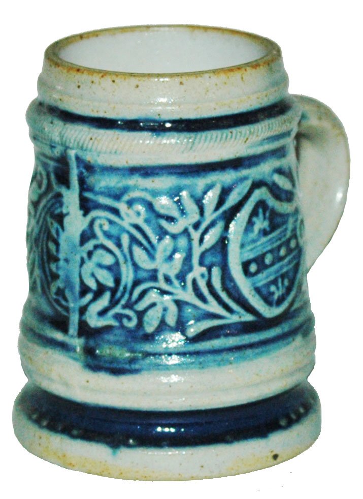 Whites Utica Stonewar 1/8L Stein w Shield & Floral (1 of 1)