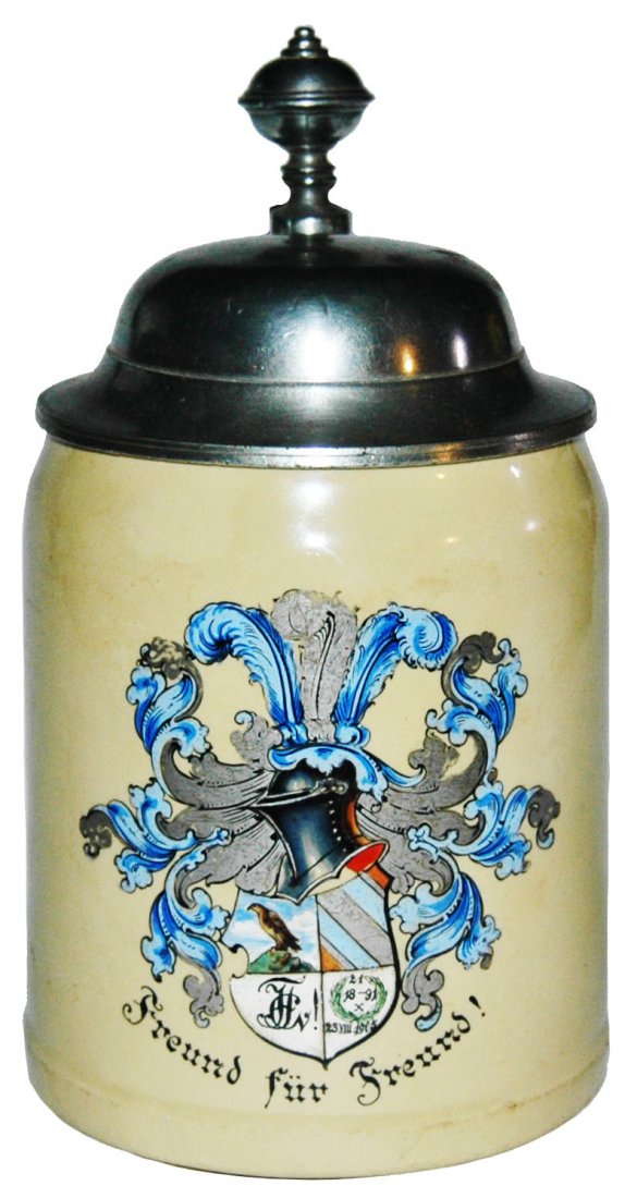 Student Fraternal Shield I Inscrip Mettlach Stein (1 of 1)