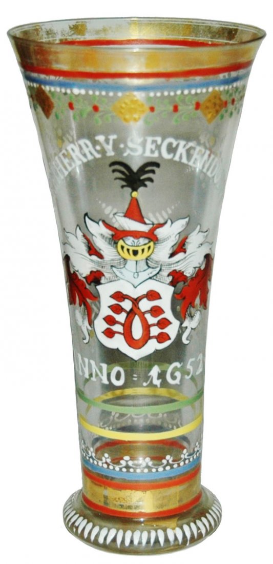 Enamel Heraldic Shield Fritz Heckert Pilsner Glass (1 of 1)