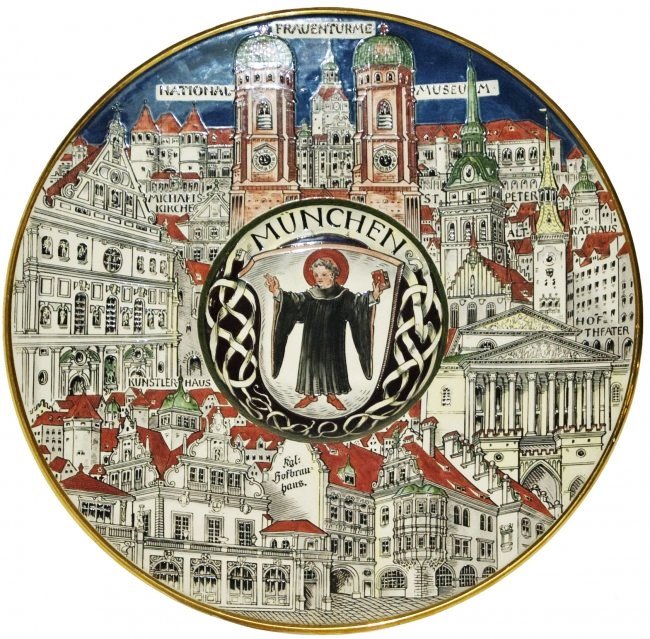 Large Mettlach Plaque of Munich w Child in Center (1 of 1)