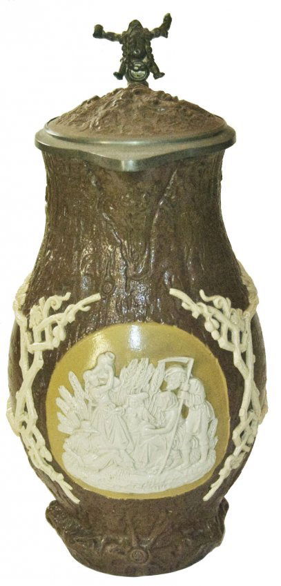 3L Mettlach Relief Harvest Scenes Stein w Inaly (1 of 1)